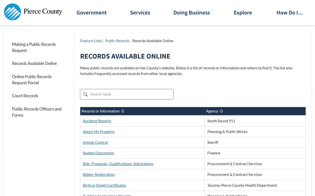 Pierce County Auditor marriage records available online for Graham residents