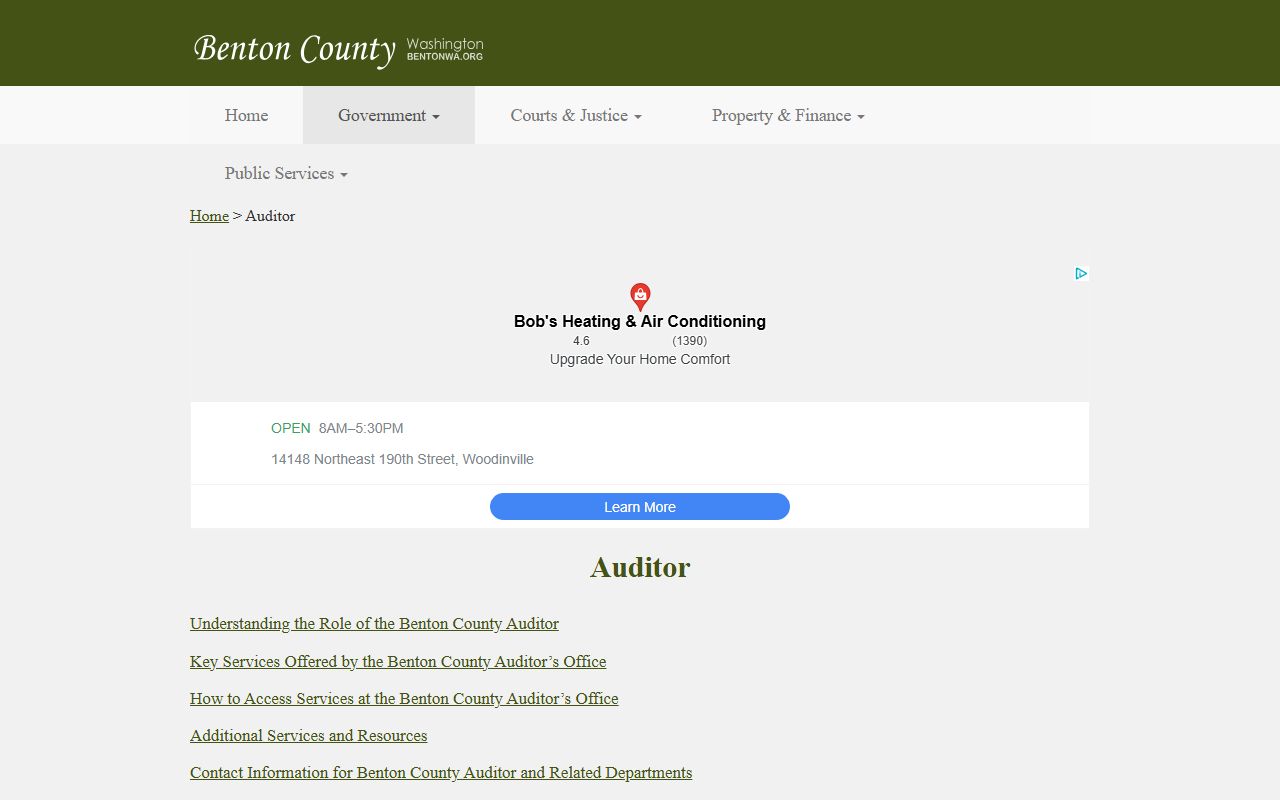 Benton County Auditor official website for marriage records and licenses