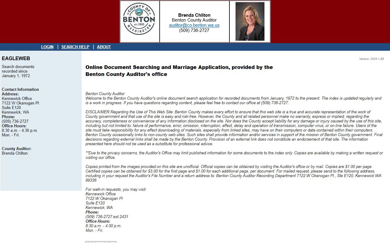 Benton County online document search EagleWeb for marriage records