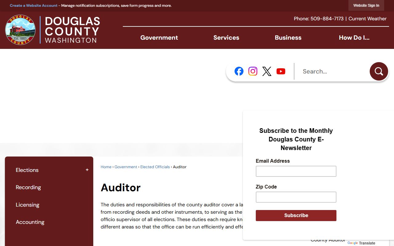 Douglas County Auditor office page for marriage records