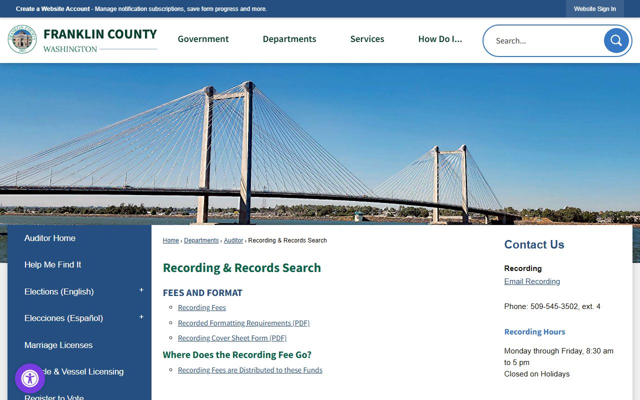 Franklin County recording and records search for marriage records