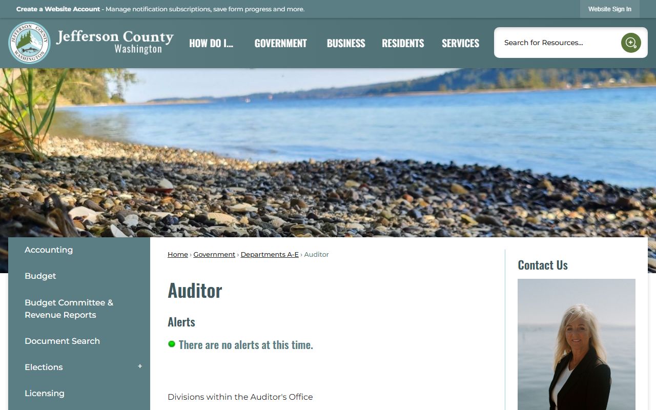 Jefferson County Auditor page showing marriage records and contact information