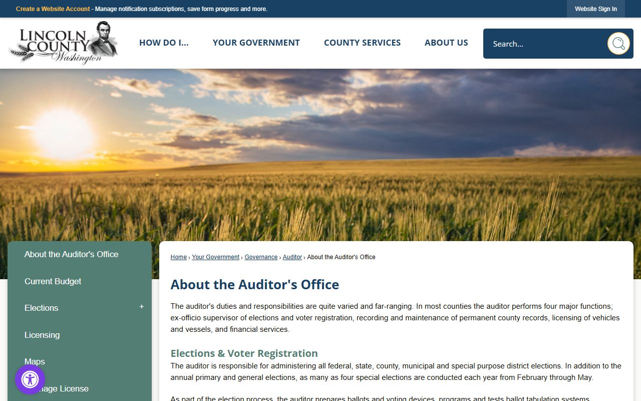 Lincoln County Auditor office information for marriage record requests