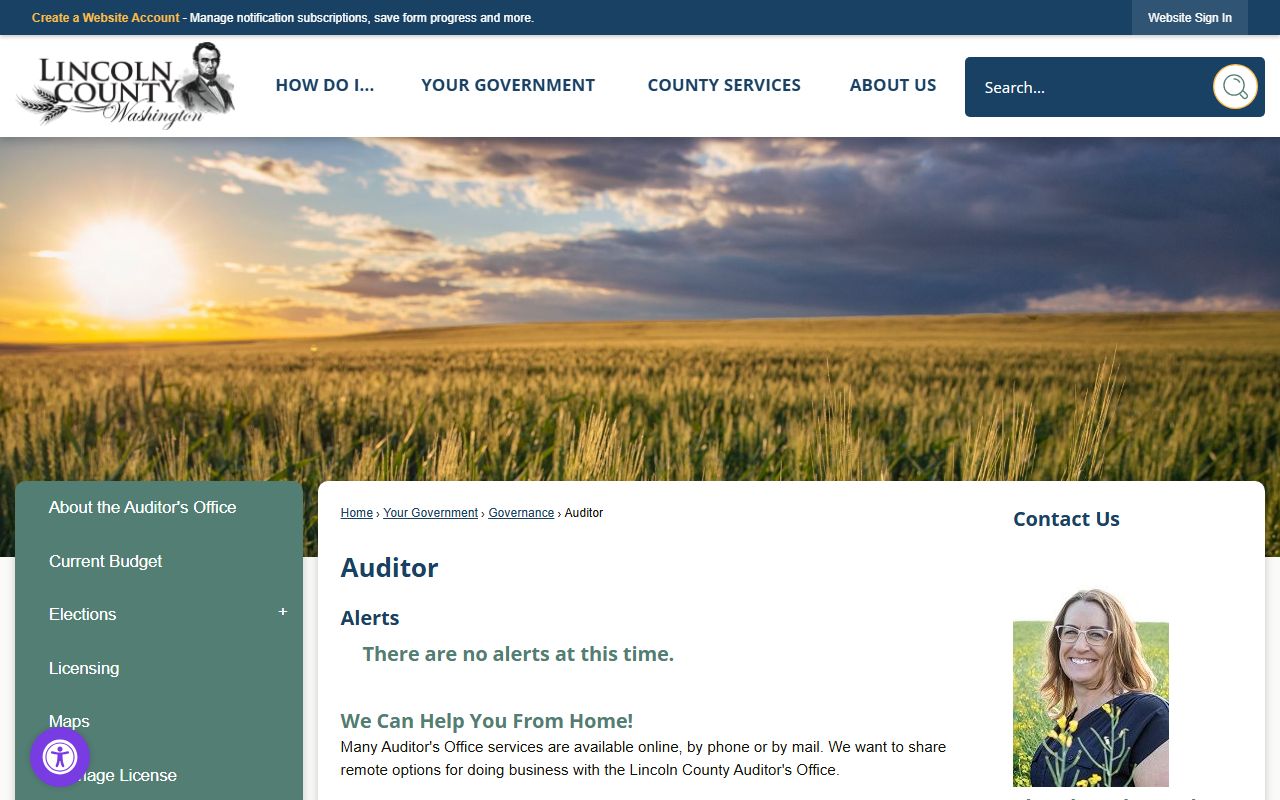 Lincoln County Auditor official website for marriage records in Davenport Washington