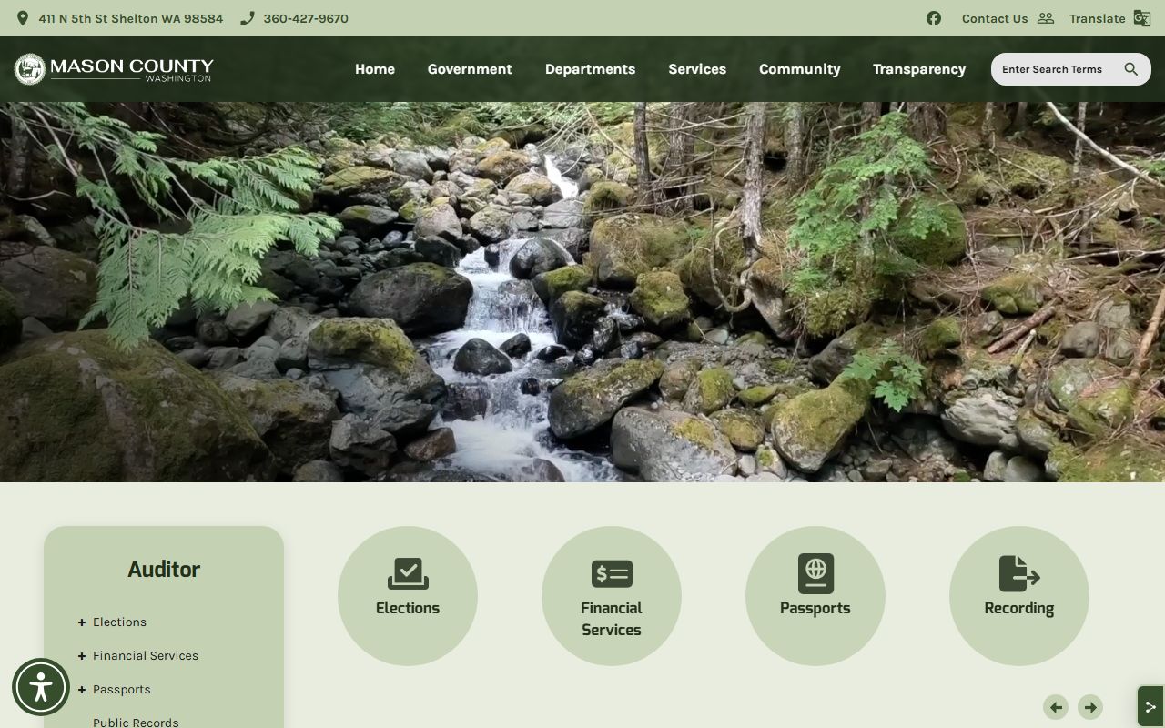 Mason County Auditor main page for marriage licenses and records in Shelton Washington