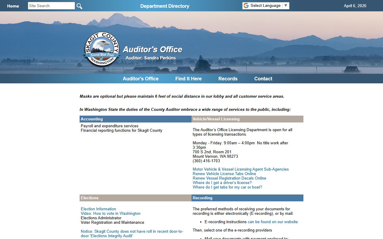 Skagit County Auditor office marriage records information