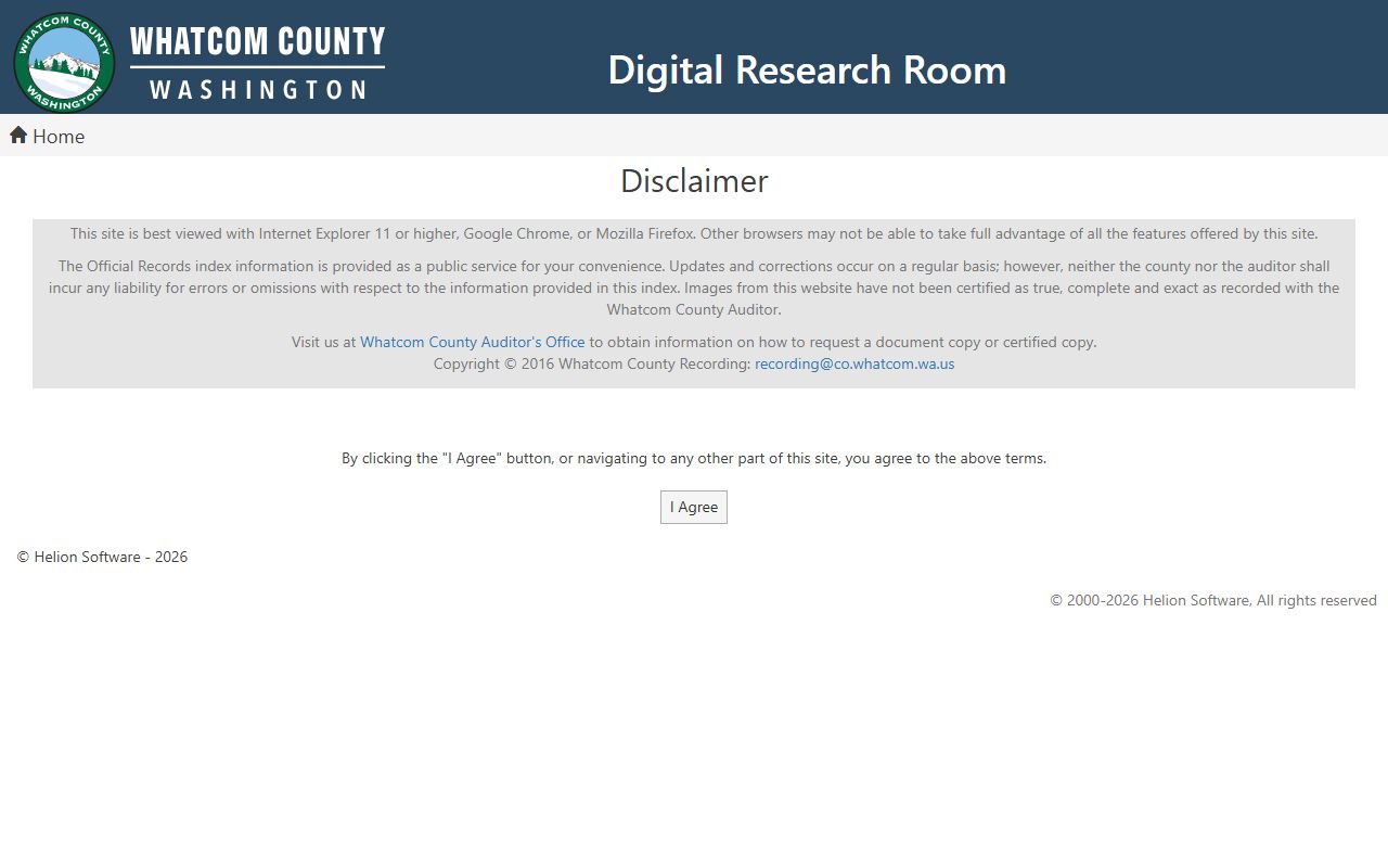 Whatcom County Digital Research Room for official recorded documents